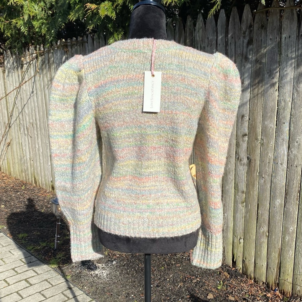 NEW LoveShackFancy Aquarius Wool Blend Puffed Sleeve Pullover Sweater NWT - Picture 6 of 10